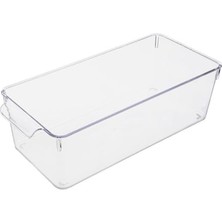 Cekar Store Deconox 1 Adet Kırılmaz Ultra Dayanıklı Buzdolabı Düzenleyici Organizer Kutu Şeffaf - Medıum Kiler Organizeri (14CM*32,5CM*10CM)