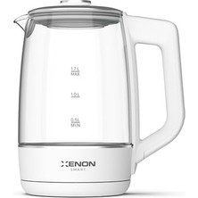 Cekar Store Xenon Smart Akıllı Kettle Paslanmaz Çelik Mobil Uygulama Kontrollü Otomatik Kapanma Hızlı Kaynatma Kolay Temizlik Kaçak Akım Korumalı LED Işıklı Cam Hazneli Su Isıtıcısı 1.7 Lt (Beyaz) X7103