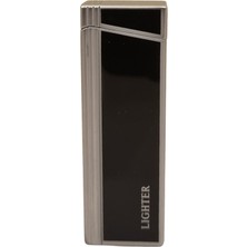 Premium Quality Gümüş - Siyah Tek Torch Pürmüz Metal Puro Çakmağı - TR8071