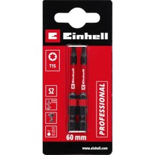 Cekar Store Orijinal Einhell Çift Torsiyonlu Darbeli Bit Seti, 2 Parça, 60 Mm, T15 (S2 Çelik, Yüksek Dayanıklılık, Çift Torsiyon Etkisi, Kırmızı Renk Halkası, E 6.3 Sap) - 49132160