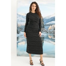 Desenli Uzun Kollu Elbise Mery Woman