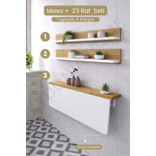 Kydonia Home 60X90 Katlanır Duvara Monte Masa ve 2 Adet 15X90 Raf Seti Oval Köşeli Çift Renk