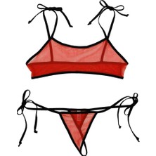 Kırmızı Fantezi Sütyen String Çamaşırı Takımı Mery Woman