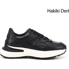 Gönderi(r) Erkek Siyah  Bağcıklı Hakiki Deri Comfort Sneaker