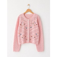 Retrobird Nakış Işlemeli Romantik Hırka Kadın Pembe