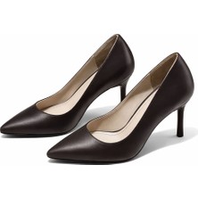 Patron Shoes Hakiki Deri Kadın Stiletto 8 cm Ince Topuklu Sivri Burun Klasik Şık Günlük Ayakkabı