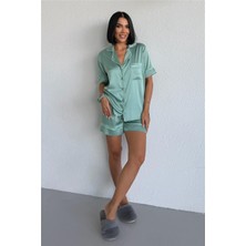 Coccolarsi Essenza Notte Su Yeşili Saten Kısa Pijama Takımı