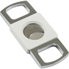 Premium Quality Beyaz Gümüş Gövdesi Işlemeli Metal Puro Makası Kesici - TR7140