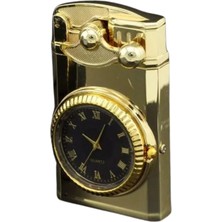 Premium Quality Gold Saat Desenli Çift Torch Pürmüz Metal Puro Çakmağı - TR8010