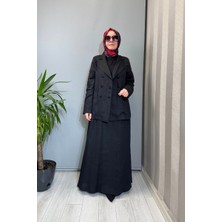 Miss Dalida Kruvaze Kesim Keten Uzun Ceket Siyah 2268257