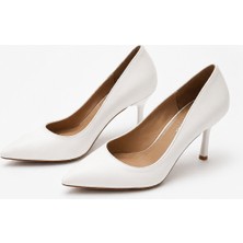 Patron Shoes Hakiki Deri Kadın Stiletto 8 cm Ince Topuklu Sivri Burun Klasik Şık Günlük Ayakkabı