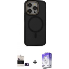 Pileli Store Pilelistore™ iPhone 14 Pro Max Kılıf Ahenk Form Serisi - Siyah Bilvis 5in1 3D Magic Cam Ekran Koruyucu + Bilvis Titan Kamera Lens - Dnmr