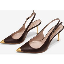 Patron Shoes Hakiki Deri Çelik Burunlu Çelik Ökçeli 9 cm Topuklu Kadın Stiletto Ayakkabı