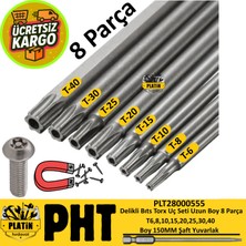 Platin Hırdavat Mıknatıslı Delikli Bıts Torx Uç Seti Uzun Boy 150MM