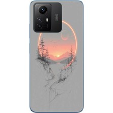 Le Balvo Redmi Note 12S Uyumlu Günbatımı Mermer Desenli Baskılı Silikon Kılıf