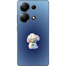 Le Balvo Redmi Note 13 Pro 4g Uyumlu Çiçekli Tavşan Baskılı Silikon Kılıf