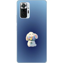Le Balvo Redmi Note 10 Pro Uyumlu Çiçekli Tavşan Baskılı Silikon Kılıf