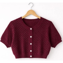 Retrobird Lou Retro Ajurlu Kısa Hırka Kadın Bordo