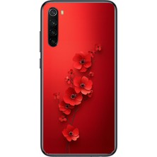Le Balvo Redmi Note 8 Uyumlu Kırmızı Kardelenler Baskılı Silikon Kılıf