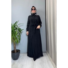 Miss Dalida Ön Kısmı Bağlama Detaylı Cupro Ipek Elbise Siyah T26Y-4026