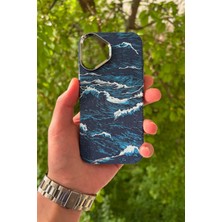 Glazef iPhone 17 Deniz Dalgası Desenli Soft Dokulu Karbon Fiber Magsafe Kılıf