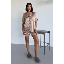 Coccolarsi Essenza Notte Bej Saten Kısa Pijama Takımı