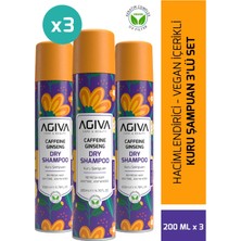Agiva Kuru Şampuan 3'lü Set Hacim Artırıcı Özellik 200 ml Yağlı Saçlar İçin Vegan Formül