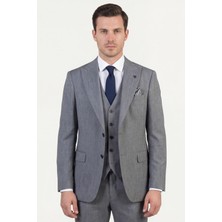 Giotelli Erkek Antrasit Dar Kesim Slim Fit Viskon 6 Drop Yelekli Takım Elbise