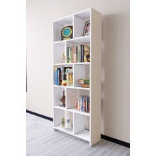 Mirobi Cordoba 5 Raflı 10 Bölmeli Kitaplık Dekoratif Modern Kitaplık, Beyaz