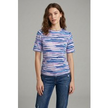 Merlot Baskılı Bisiklet Yaka Kısa Kollu T-Shirt