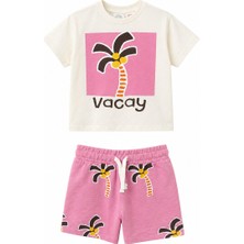 Baby Lory Kids Store Palmiye Detaylı Pembe Takım