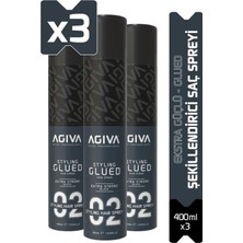 Agiva Saç Spreyi Glued 400 ml Ex. Strong-3 Lü Set