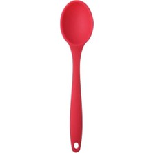 Skygo Silikon Servis ve Yemek Hazırlama Kaşığı, Yumuşak Uç, Komple Silikon, 27 Cm, Kırmızı Kaşık, Yanmaz Yapışmaz, Tencere Çizmez, 1 Adet