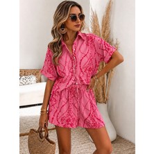 Trend Cojans Kadın Dokuma Viskon Kumaş Gömlek ve Şort Ikili Takım
