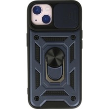 Durukar®  iPhone 13 Kılıf Pars Lens Yüzüklü Silikon - Lacivert