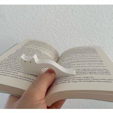 Skygo Dekoratif Plastik Kedi Şekilli Kitap Tutucu, Beyaz, 4'lü Set, Okuma Aksesuarı