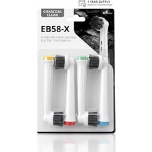 Skygo EB58-X Aktif Kömürlü Diş Fırçası Yedek Başlığı, Oral-B ile Uyumlu, Doğal Beyazlatma, Derin Plak Temizliği, 4'lü Paket