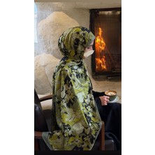 Qalortex Scarf Pamuklu Garden Desen Şal-Zeytin Yeşili