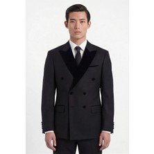 Giotelli Erkek Siyah Dar Kesim Slim Fit Viskon Dokuma Normal Bel 6 Drop Klasik Takım Elbise