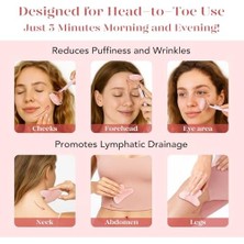 Skygo Baımeı Çift Taraflı Cilt Masaj Aleti Rose Quartz Roller & Gua Sha Set Kutusu ve Kesesi ile
