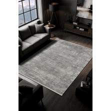 Karmen Halı Fabay CT027A Gri Halı Modern Desenli Pamuk Taban Salon Halısı Yatak Odası Koridor