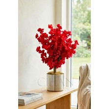 Cihan Çiçekçilik Yapay Kırmızı Bahar Dalı Ağacı Metal Saksılı - 60 cm