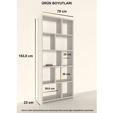 Mirobi Cordoba 5 Raflı 10 Bölmeli Kitaplık Dekoratif Modern Kitaplık, Antrasit
