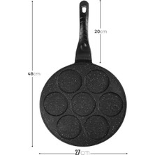 Skygo 27 cm Döküm Granit Emojili Pancake Tavası | Yapışmaz Granit Kaplama ve Pancake Tavası | Dayanıklı ve Eşit Isı Dağılımlı Tava