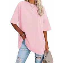 Nigrum Pardus Nıgrum Pardus Yeni Sezon Düz Renk %100 Pamuk Oversize Büyük Beden Kadın Basıc T-Shirt