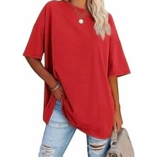 Nigrum Pardus Nıgrum Pardus Yeni Sezon Düz Renk %100 Pamuk Oversize Büyük Beden Kadın Basıc T-Shirt