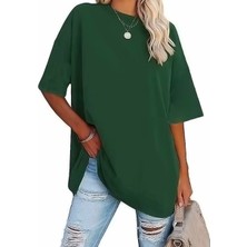 Nigrum Pardus Nıgrum Pardus Yeni Sezon Düz Renk %100 Pamuk Oversize Büyük Beden Kadın Basıc T-Shirt