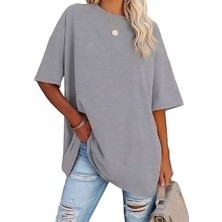 Nigrum Pardus Nıgrum Pardus Yeni Sezon Düz Renk %100 Pamuk Oversize Büyük Beden Kadın Basıc T-Shirt