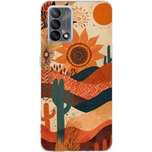 TechTree Oppo A74 Uyumlu Etnik Güneş ve Mandala Figürlü Toprak Tonları Baskılı Silikon Kılıf