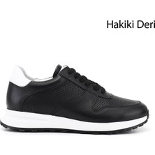 Gönderi(r) Erkek Siyah  Bağcıklı Hakiki Deri Comfort Sneaker